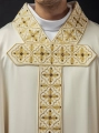 Haftowany ornat ecru z wiszącym pasem 500 kamieni - LE/7004/05 - HAF LE/7004/05 - Dewocjonalia P.H. Jakóbczak - Katolicki sklep liturgiczny i hurtownia