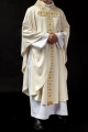 Haftowany ornat ecru z wiszącym pasem 500 kamieni - LE/7004/05 - HAF LE/7004/05 - Dewocjonalia P.H. Jakóbczak - Katolicki sklep liturgiczny i hurtownia