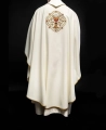 Ornat ecru haftowany z motywem Serca Jezusowego i kielicha eucharystycznego - KOR/118/05/01 - HAF KOR/118/05/01 - Dewocjonalia P.H. Jakóbczak - Katolicki sklep liturgiczny i hurtownia