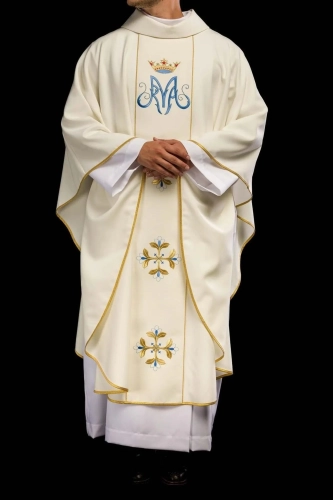 Ornat maryjny ecru z pasem - KOR/128/05/01 - HAF KOR/128/05/01 - Dewocjonalia P.H. Jakóbczak - Katolicki sklep liturgiczny i hurtownia