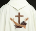 Ornat liturgiczny ecru z krzyżem franciszkańskim - KOR/180/05/01 - HAF KOR/180/05/01 - Dewocjonalia P.H. Jakóbczak - Katolicki sklep liturgiczny i hurtownia