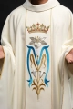Ornat maryjny ecru z haftem korony - KOR/058/05/01 - HAF KOR/058/05/01 - Dewocjonalia P.H. Jakóbczak - Katolicki sklep liturgiczny i hurtownia