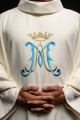Ornat ecru haftowany z motywem maryjnym - KOR/090/05/12 - HAF KOR/090/05/12 - Dewocjonalia P.H. Jakóbczak - Katolicki sklep liturgiczny i hurtownia