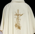 Ornat ecru ze złotym haftem krzyża - HAF KOR/026/05/12 - Dewocjonalia P.H. Jakóbczak - Katolicki sklep liturgiczny i hurtownia