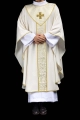 Ornat ecru ze złotym krzyżem i tkaniną żakardową - LE/7075/05 - HAF LE/7075/05 - Dewocjonalia P.H. Jakóbczak - Katolicki sklep liturgiczny i hurtownia