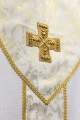 Ornat ecru ze złotym krzyżem i tkaniną żakardową - LE/7075/05 - HAF LE/7075/05 - Dewocjonalia P.H. Jakóbczak - Katolicki sklep liturgiczny i hurtownia