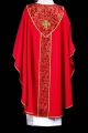 Czerwony ornat z krzyżem i tkaniną żakardową - LE/7075/02 - HAF LE/7075/02 - Dewocjonalia P.H. Jakóbczak - Katolicki sklep liturgiczny i hurtownia