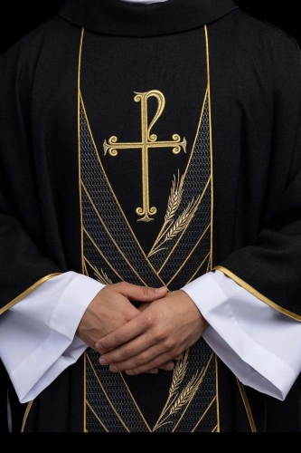 Czarny ornat z haftowanym pasem PAX i motywem kłosów pszenicy - LE/7050/07 - HAF LE/7050/07 - Dewocjonalia P.H. Jakóbczak - Katolicki sklep liturgiczny i hurtownia