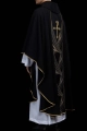 Czarny ornat z haftowanym pasem PAX i motywem kłosów pszenicy - LE/7050/07 - HAF LE/7050/07 - Dewocjonalia P.H. Jakóbczak - Katolicki sklep liturgiczny i hurtownia