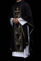 Czarny ornat z haftowanym pasem PAX i motywem kłosów pszenicy - LE/7050/07 - HAF LE/7050/07 - Dewocjonalia P.H. Jakóbczak - Katolicki sklep liturgiczny i hurtownia