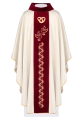 Ornat ślubny ecru z czerwonym aksamitnym pasem - KOR/283/05/54/PA - HAF KOR/283/05/54/PA - Dewocjonalia P.H. Jakóbczak - Katolicki sklep liturgiczny i hurtownia