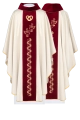 Ornat ślubny ecru z czerwonym aksamitnym pasem - KOR/283/05/54/PA - HAF KOR/283/05/54/PA - Dewocjonalia P.H. Jakóbczak - Katolicki sklep liturgiczny i hurtownia