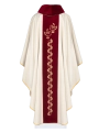 Ornat ślubny ecru z czerwonym aksamitnym pasem - KOR/283/05/54/PA - HAF KOR/283/05/54/PA - Dewocjonalia P.H. Jakóbczak - Katolicki sklep liturgiczny i hurtownia