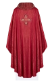 Czerwony ornat liturgiczny z bogato haftowanym krzyżem i zdobionym kołnierzem - LE/7036/02 - HAF LE/7036/02 - Dewocjonalia P.H. Jakóbczak - Katolicki sklep liturgiczny i hurtownia