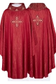 Czerwony ornat liturgiczny z bogato haftowanym krzyżem i zdobionym kołnierzem - LE/7036/02 - HAF LE/7036/02 - Dewocjonalia P.H. Jakóbczak - Katolicki sklep liturgiczny i hurtownia