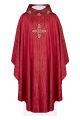 Czerwony ornat liturgiczny z bogato haftowanym krzyżem i zdobionym kołnierzem - LE/7036/02 - HAF LE/7036/02 - Dewocjonalia P.H. Jakóbczak - Katolicki sklep liturgiczny i hurtownia