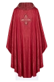 Czerwony ornat liturgiczny z bogato haftowanym krzyżem i zdobionym kołnierzem - LE/7036/02 - HAF LE/7036/02 - Dewocjonalia P.H. Jakóbczak - Katolicki sklep liturgiczny i hurtownia