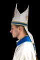 Mitra maryjna ecru i niebieska ręcznie zdobiona kamieniami naturalnymi - HM/9006/05/88 - HAF HM/9006/05/88 - Dewocjonalia P.H. Jakóbczak - Katolicki sklep liturgiczny i hurtownia