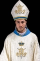Mitra maryjna ecru i niebieska ręcznie zdobiona kamieniami naturalnymi - HM/9006/05/88 - HAF HM/9006/05/88 - Dewocjonalia P.H. Jakóbczak - Katolicki sklep liturgiczny i hurtownia