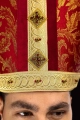 Mitra czerwona ręcznie zdobiona kamieniami naturalnymi i kryształami - HM/9003/02/90 - HAF HM/9003/02/90 - Dewocjonalia P.H. Jakóbczak - Katolicki sklep liturgiczny i hurtownia