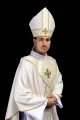 Mitra ecru z haftowanym krzyżem na tkaninie żakardowej - LE/9075/05 - HAF LE/9075/05 - Dewocjonalia P.H. Jakóbczak - Katolicki sklep liturgiczny i hurtownia