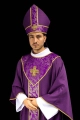 Mitra fioletowa z haftowanym krzyżem na tkaninie żakardowej - LE/9075/03 - HAF LE/9075/03 - Dewocjonalia P.H. Jakóbczak - Katolicki sklep liturgiczny i hurtownia