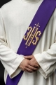 Stuła diakońska fioletowa z haftem IHS i krzyża - KSD/135/03/01 - HAF KSD/135/03/01 - Dewocjonalia P.H. Jakóbczak - Katolicki sklep liturgiczny i hurtownia