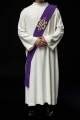 Stuła diakońska fioletowa z haftem IHS i krzyża - KSD/135/03/01 - HAF KSD/135/03/01 - Dewocjonalia P.H. Jakóbczak - Katolicki sklep liturgiczny i hurtownia