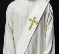 Stuła diakońska ecru z haftem krzyża - KSD/133/05 - HAF KSD/133/05 - Dewocjonalia P.H. Jakóbczak - Katolicki sklep liturgiczny i hurtownia