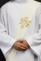 Stuła diakońska ecru z haftem IHS - KSD/132/05 - HAF KSD/132/05 - Dewocjonalia P.H. Jakóbczak - Katolicki sklep liturgiczny i hurtownia