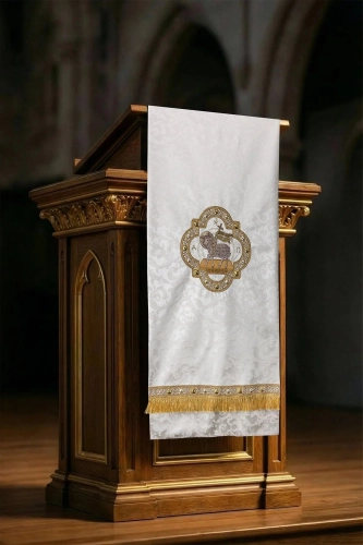 Lektorium ecru z haftem Baranka Paschalnego - S-8072-05-88 - HAF S-8072-05-88 - Dewocjonalia P.H. Jakóbczak - Katolicki sklep liturgiczny i hurtownia