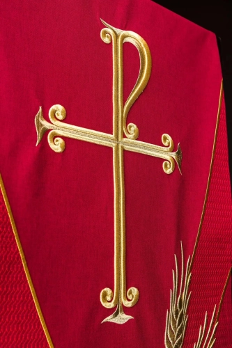 Lektorium czerwone z haftem symbolu PAX - LE/8050/02 - HAF LE/8050/02 - Dewocjonalia P.H. Jakóbczak - Katolicki sklep liturgiczny i hurtownia