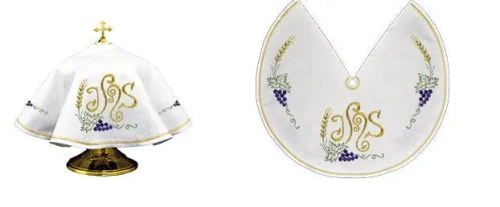 c6551571886d79fbad6d0f0d2caca397 Welon na puszkę biały 45 cm z haftem monogramu IHS - KWE/019/C/04