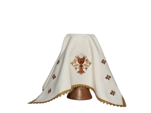 Welon kielichowy ecru z haftem symbolu Eucharystii - KWB/013