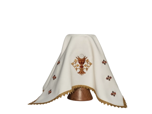 2aed4afae8f6d0acc1336fd674a5f4f6 Welon kielichowy ecru z haftem symbolu Eucharystii - KWB/013