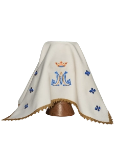 Welon kielichowy ecru z haftem motywu maryjnego - KWB/016