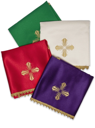 Zestaw czterech welonów kielichowych z haftem krzyża - HAF KWB/003/20 - Dewocjonalia P.H. Jakóbczak - Katolicki sklep liturgiczny i hurtownia