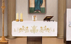 Obrus ołtarzowy z haftem maryjnym - 150 x 350 cm - KOH/033