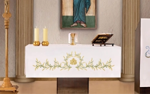Obrus ołtarzowy z haftem kłosów - 150 x 300 cm - KOH/004