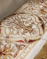 Baldachim procesyjny ecru z haftem eucharystycznym - 140 x 160 cm - KBA/004 - HAF KBA/004 140*160 - Dewocjonalia P.H. Jakóbczak - Katolicki sklep liturgiczny i hurtownia