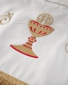 Baldachim procesyjny ecru z haftem eucharystycznym i winoroślą - 140 x 160 cm - KBA/009 - HAF KBA/009 140*160 - Dewocjonalia P.H. Jakóbczak - Katolicki sklep liturgiczny i hurtownia