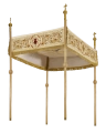 Baldachim procesyjny ecru z haftem eucharystycznym - 160 x 200 cm - KBA/004 - HAF KBA/004 160*200 - Dewocjonalia P.H. Jakóbczak - Katolicki sklep liturgiczny i hurtownia