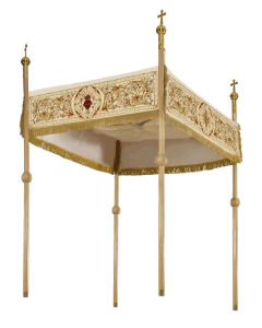 Baldachim procesyjny ecru z haftem eucharystycznym - 160 x 200 cm - KBA/004