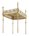 Baldachim procesyjny ecru z haftem eucharystycznym i różami - 130 x 160 cm - KBA/006 - HAF KBA/006 130*160 - Dewocjonalia P.H. Jakóbczak - Katolicki sklep liturgiczny i hurtownia