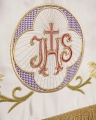 Baldachim procesyjny ecru z haftem eucharystycznym i różami - 130 x 160 cm - KBA/006 - HAF KBA/006 130*160 - Dewocjonalia P.H. Jakóbczak - Katolicki sklep liturgiczny i hurtownia