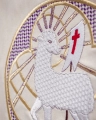Baldachim procesyjny ecru z haftem eucharystycznym i różami - 130 x 160 cm - KBA/006 - HAF KBA/006 130*160 - Dewocjonalia P.H. Jakóbczak - Katolicki sklep liturgiczny i hurtownia