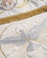 Baldachim procesyjny ecru z haftem eucharystycznym i różami - 130 x 160 cm - KBA/006 - HAF KBA/006 130*160 - Dewocjonalia P.H. Jakóbczak - Katolicki sklep liturgiczny i hurtownia