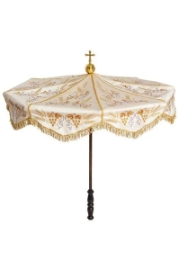 Parasol procesyjny ecru ze złotym haftem - 100 cm - KPP/001