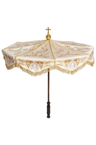 fd6f389cb240945d3f2e2308b792344f Parasol procesyjny ecru ze złotym haftem - 100 cm - KPP/001