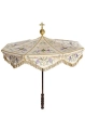 Parasol procesyjny ecru ze złoto-niebieskim haftem - 100 cm - KPP/002 - HAF KPP/002/05/20 - Dewocjonalia P.H. Jakóbczak - Katolicki sklep liturgiczny i hurtownia